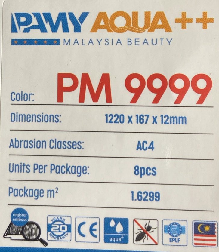 Sàn gỗ siêu chịu nước PAMY AQUA++ PM 9999